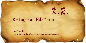 Kriegler Rózsa névjegykártya